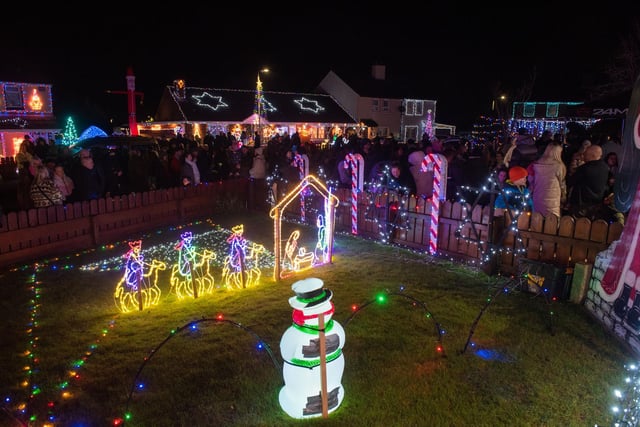 Some of the Christmas Lights at Steelstown which the Mayor, Councillor Patricia Logue officially switched on. Picture Martin McKeown. 01.12.23