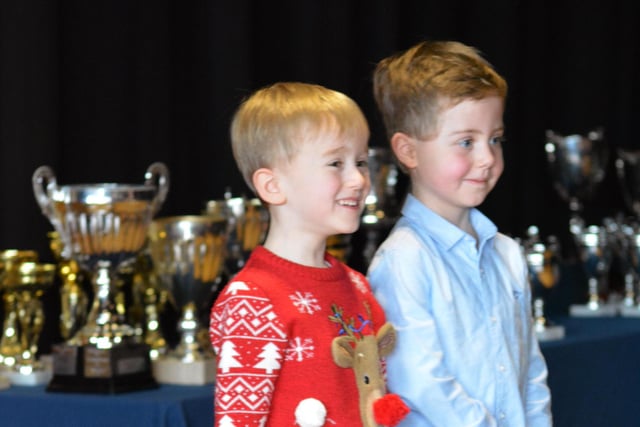 Eoghan and Ciaran from the junior section of Sunday’s Feis take a bow.