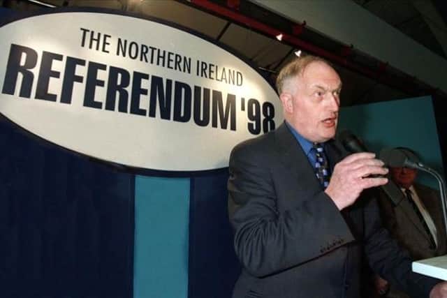 Pat Bradley delivering the NI Refendum result announcement.