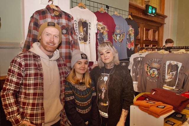 Proprietors of the Coalesce Wearable Art Tattoo Clothing brand, at the Derry Business Collective’s Christmas Market in St. Columb’s Hall, on Sunday December 3.