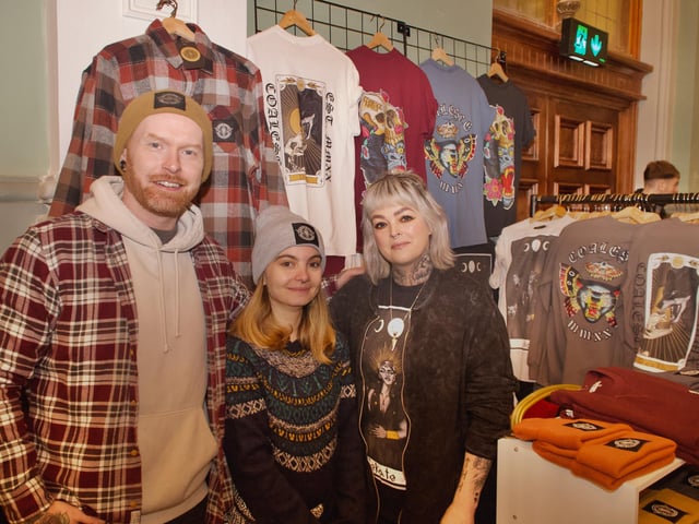 Proprietors of the Coalesce Wearable Art Tattoo Clothing brand, at the Derry Business Collective’s Christmas Market in St. Columb’s Hall, on Sunday December 3.