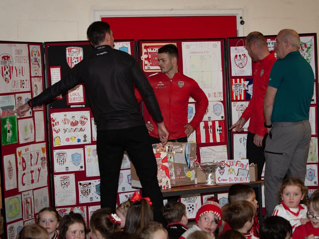 Selecting the prizewinners on Tuesday at Hollybush PS.
