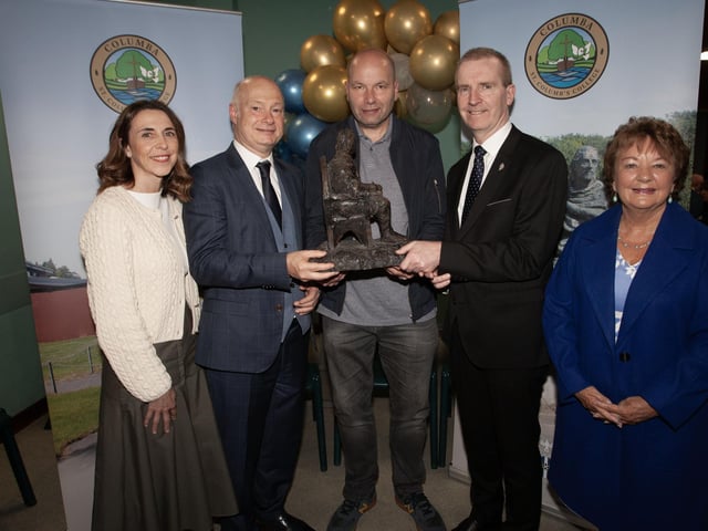 Guest speaker, Professor Paul Bartholomew, Vice Chancellor, University of Ulster (second from left) pictured presenting The Laureates’ and PPU Prize to Mr. Boyd, father of Rory Boyd at last week's St. Columb's College Senior Prizegiving. Included from left are Mrs. McGinn, Board of Governors, Mr FJM Madden, Principal and Ms Marguerite Hamilton, Board of Governors. (Photos: Jim McCafferty Photography)
