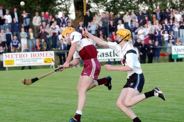 Ballinascreen can't get their shot away during the 2003 County Senior Hurling final against Kevin Lynch's at Banagher.