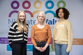Caption: Ava Norris Thornhill College, Rebecca Allen, Catchment Officer at NI Water from Limavady and Aoife Doherty Thornhill College.