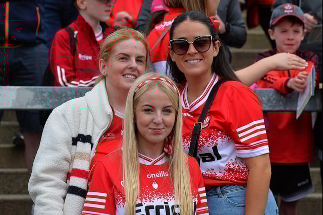 Derry fans at the game against Armagh in Celtic Park. Photo: George Sweeney