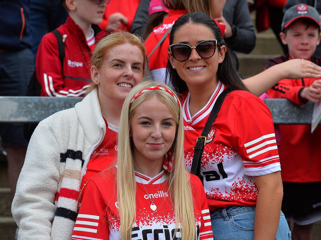 Derry fans at the game against Armagh in Celtic Park. Photo: George Sweeney