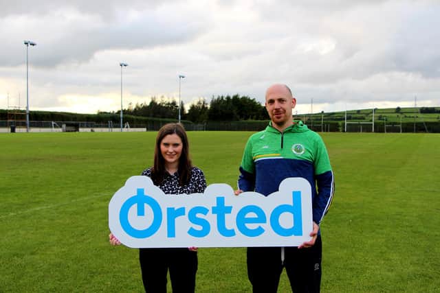 Pictured (L-R) is Kellie Rouse from Ørsted and Kevin Devine from Clann na nGael GAC.