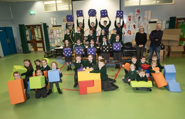 FUN MATHS AT GREENHAW!. . . .Pupils from Greenhaw Primary School who took part in 'Fun Maths' at the school this week. Included is Franz Schlindwein, facilitator and Mrs. Fiona Gallick, Vice Principal and the school's Maths Co-Ordinator. (Photos: Jim McCafferty Photography)