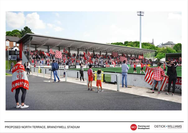 An artist's impression of the new Brandywell North Terrace.