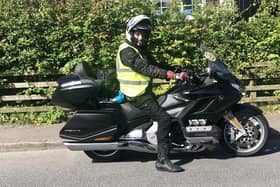 Graham on his pit stop with his Honda Goldwing in Buncrana.