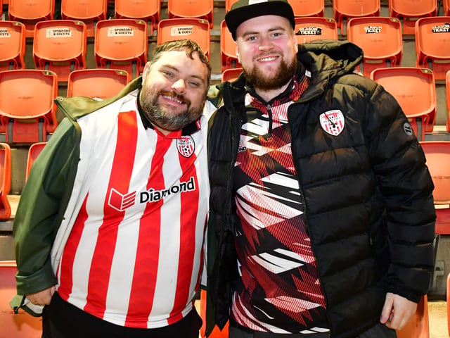 Derry City supporters pictured at the game on Monday night.
