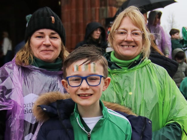 The Morris family on St. Patrick’s Day in the Guildhall Square. (Photo - Deirdre Heaney, nwpresspics)