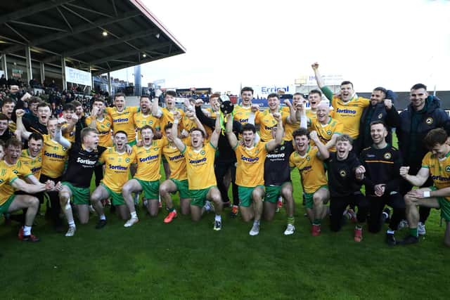 Desertmartin’s players celebrate their victory against Greenlough in the McFeely Group Derry Club Intermediate Championship final held in Celtic Park, on Sunday. (Photo - Tom Heaney, nwpresspics)