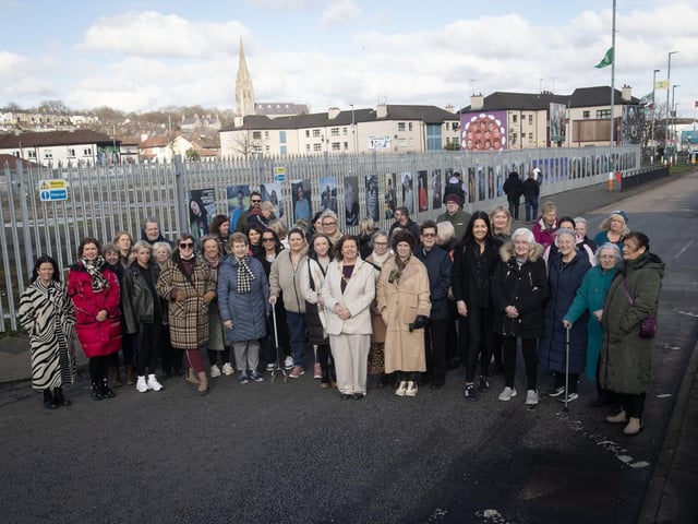 INTERNATIONAL WOMEN'S DAY CELEBRATIONS BEGIN!. . . .The Mayor of Derry City and Strabane District Council, Patricia Logue pictured at the launch of Monday's exhibition with local residents enjoying sharing stories of inspirational women in their neighbourhood. (Photos: Jim McCafferty Photography)