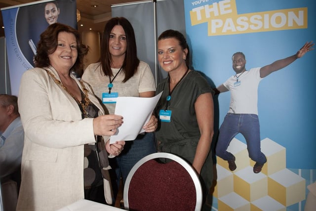 Pictured at the Primary stall at Tuesday's Job Fair are the Mayor, Patricia Logue with Primark's Carly McFall and Debbie McGuigan.