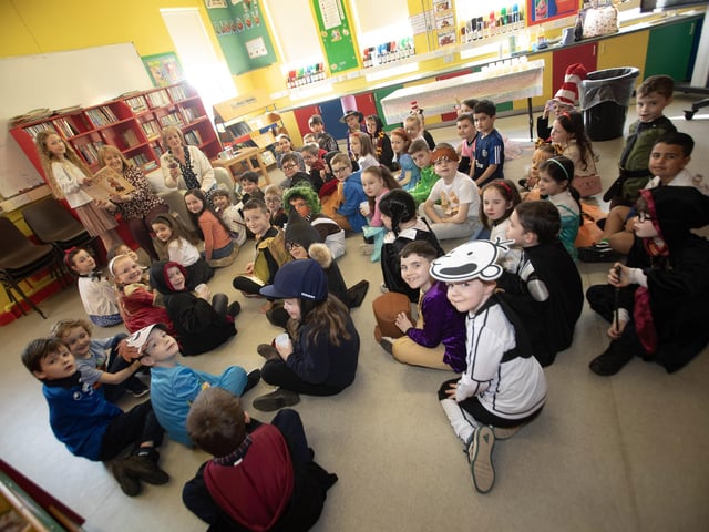 Making good use of the library at Hollybush PS on World Book Day.
