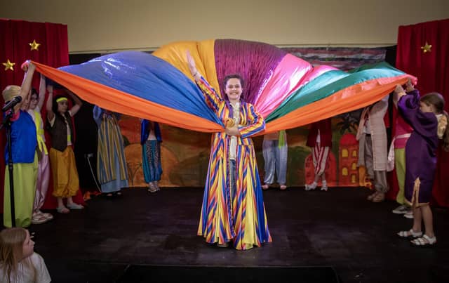 Hannah Melly as Joseph with his amazing coat, pictured before Wednesday's Long Tower Primary School's performance of 'Joseph: Any Dream Will Do'. (Photos: Jim McCafferty Photography)