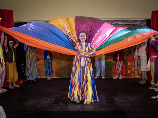 Hannah Melly as Joseph with his amazing coat, pictured before Wednesday's Long Tower Primary School's performance of 'Joseph: Any Dream Will Do'. (Photos: Jim McCafferty Photography)