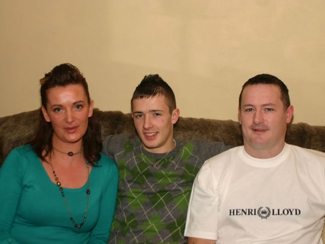 Shane with mum Antoinette and dad Billy at the 18th Birthday party. 1890/dd