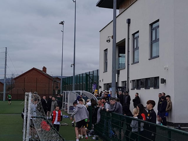 Supporters at the Galliagh Community Response (GCR) Memorial Cup in memory of Bronagh McLaughlin and Caitlin McLaughlin last Saturday.