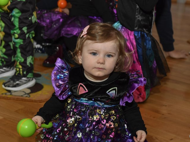 Pictured are young children and relatives at the he Waterside Shared Village cross-community Halloween kids costume party and disco with entertainment from Jo Jingles and Gary McMusic.