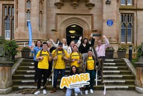Pictured are Ulster University students who will abseil  the City Hotel Derry, on Sunday 9th June, in support of AWARE NI's mental health charity.  Photo: George Sweeney