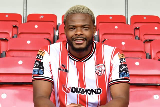 Derry City's new striker Dipo Akinyemi. Photo by Kevin Morrison.