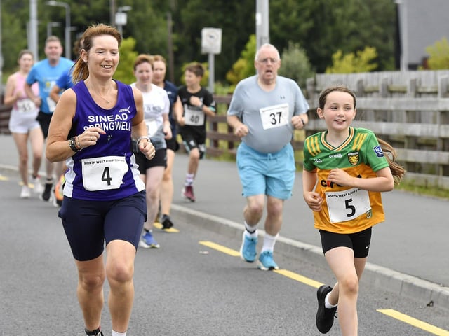 Competitors taking part in the Muff Feile 5km run on Saturday morning. Photo: George Sweeney