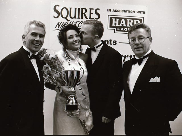 The finalists of the 1995 Miss Derry competition pictured at the final in Squires Nightclub.