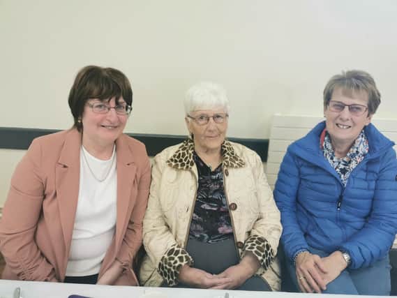 Claire Bradley, Isabelle Walker and Hazel Elder, pictured at the coffee morning in Burt Hall.