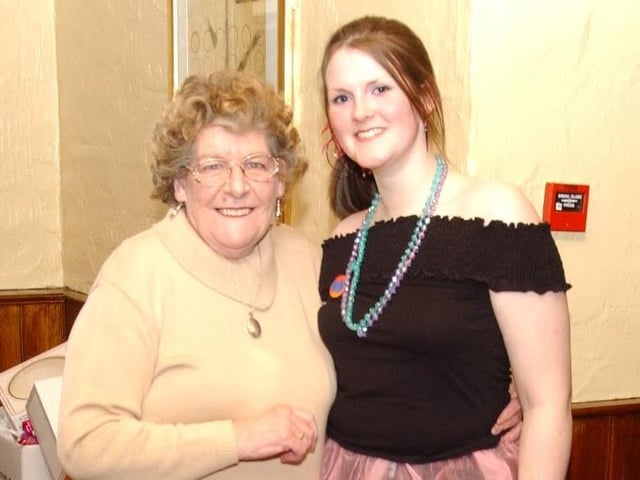 Laura McClintock and her Granny Isobel in the Dungloe Bar celebrating her birthday.