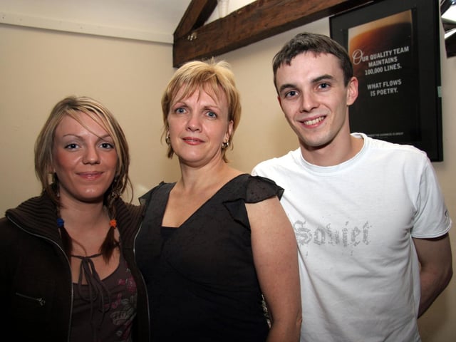 Claire pictured with her daughter Katrina and son Darren 0041JML : Claire Bradley celebrating her birthday with friends and family.