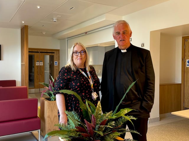 Fr. Michael Canny at the official opening of the new Crossroads restaurant.