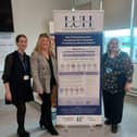 Aoibheann Moreton, Quality and Patient Safety Team; Niamh O Donnell, End of Life Care Co-ordinator; and Martina Porter, Quality and Patient Safety Manager in LUH at the launch of John’s Campaign.