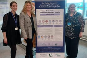 Aoibheann Moreton, Quality and Patient Safety Team; Niamh O Donnell, End of Life Care Co-ordinator; and Martina Porter, Quality and Patient Safety Manager in LUH at the launch of John’s Campaign.