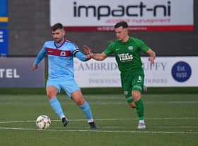 Institute captain Cormac Burke (left) is doubtful for the Dergview game after injuring his hamstring during last weekend's win over Annagh United.