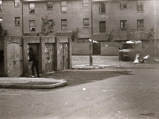 Scenes from the Bogside during rioting on August 12.