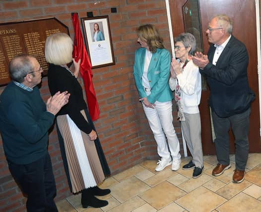 The unveiling of a plaque highlighting the fantastic achievements of City of Derry golfer Naoimh Quigg on Friday night. (Photos: Jim McCafferty Photography)
