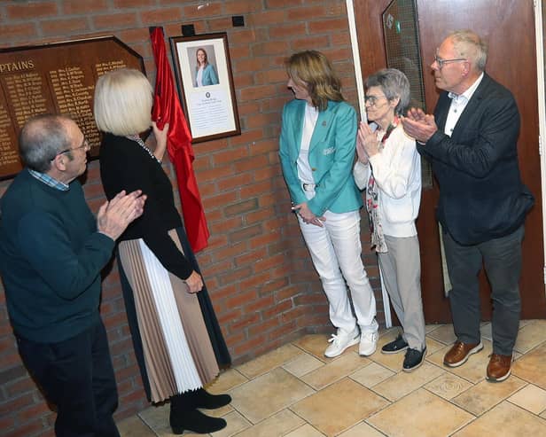 The unveiling of a plaque highlighting the fantastic achievements of City of Derry golfer Naoimh Quigg on Friday night. (Photos: Jim McCafferty Photography)