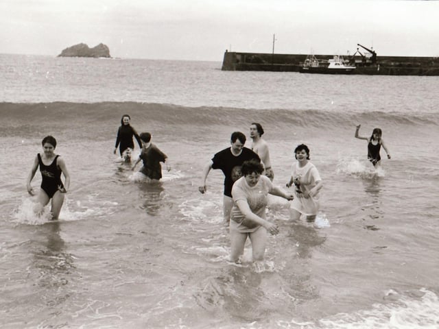 Taking a cold dip at Malin Head during Christmas Day, back in December 1994.