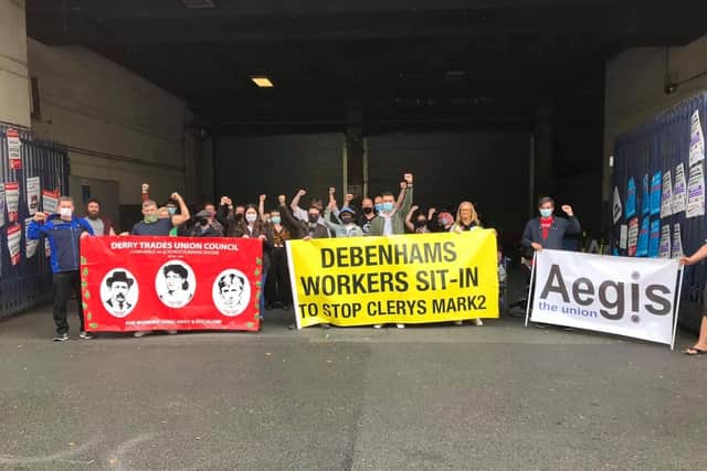 A delegation from DTUC travelled to Dublin during the Debenhams dispute joining the picket line. A film on the industrial action will form part of the May Day events.