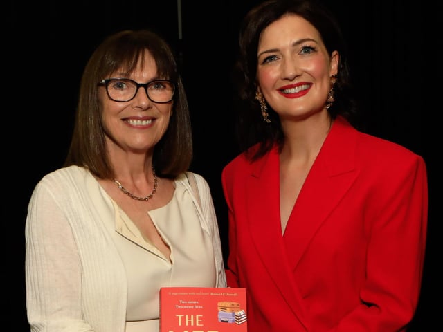Jeananne Craig, author with her former primary school teacher, Agnes Murray, at the launch of her first novel, published by Hachette Books Ireland, “The Life Swap”.  (Photo - Tom Heaney, nwpresspics)