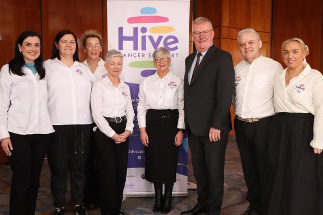 Staff from Hive Cancer Support pictured at the City Hotel at the charity's World Cancer Day Conference with key note speaker Health Minister, Mike Nesbitt.