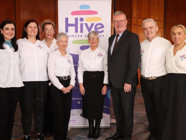Staff from Hive Cancer Support pictured at the City Hotel at the charity's World Cancer Day Conference with key note speaker Health Minister, Mike Nesbitt.
