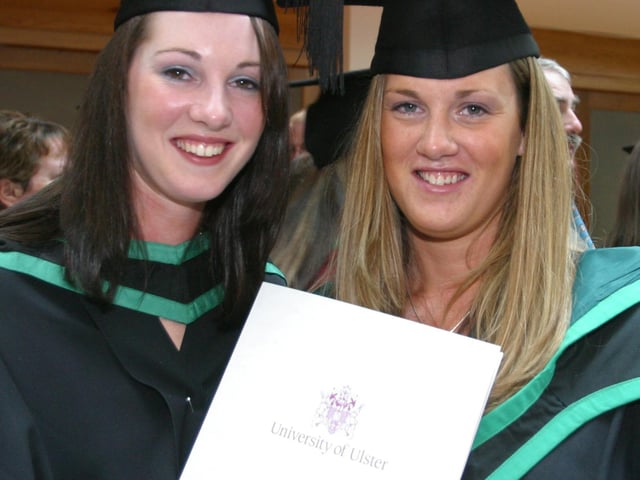 Ann Ellen Donaghey (Buncrana) and Michele McLaughlin (Derry) who were conferred with thier Computing Science degree. (1107JB44)