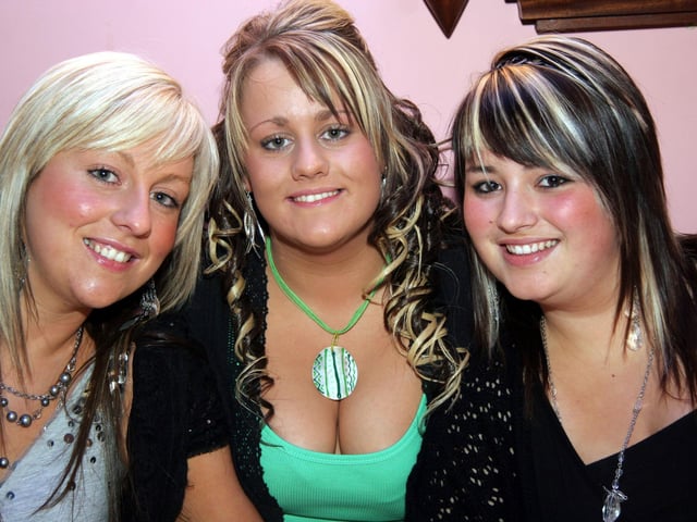 Carleen and Tina enjoy the party with birthday girl Sarah 0039JML : Parties and nights out in Derry and Donegal in February 2006.