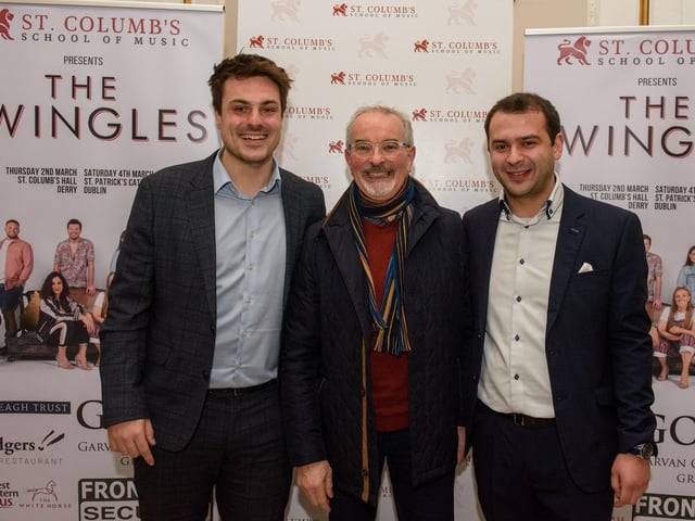 Louis Fields and Nicky Morton, founders of St.Columb’s School of Music pictured with Donal Doherty as they hosted the School’s annual Gala concert in St.Columb’s Hall headlined by the Swingles, Picture Martin McKeown.