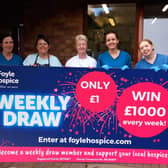 Staff from the Foyle Hospice highlighting how the weekly draw can be the perfect gift this Christmas.