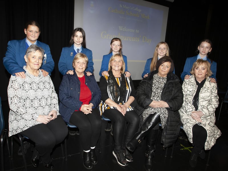 Year 8 students at St. Mary’s College pictured with their grandmothers who were former pupils of the school, during Grandparents To School Day on Wednesday morning. (Photos: Jim McCafferty Photography)